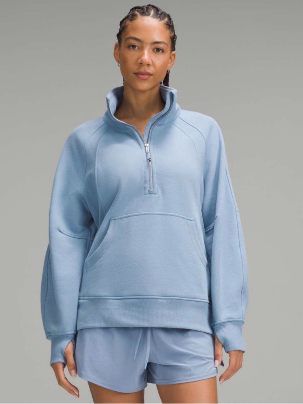 Lululemon Scuba Oversized Funnel-Neck Half Zip *Long Sz M/L Light Blue